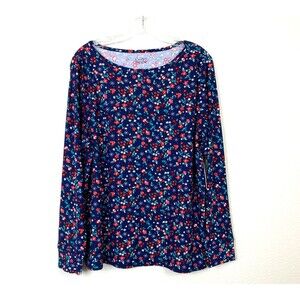 Croft & Barrow NWT Womens Comfort & Joy Sleepwear Top Size L Blue Floral Stretch